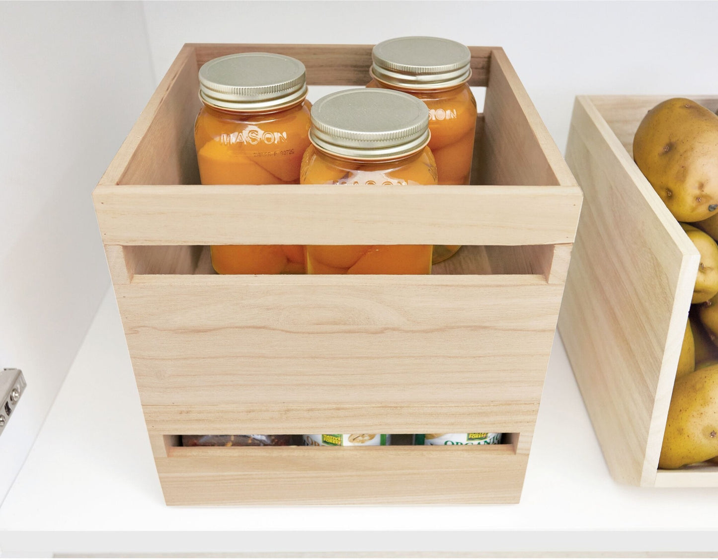 Houten opbergbak met handvat D