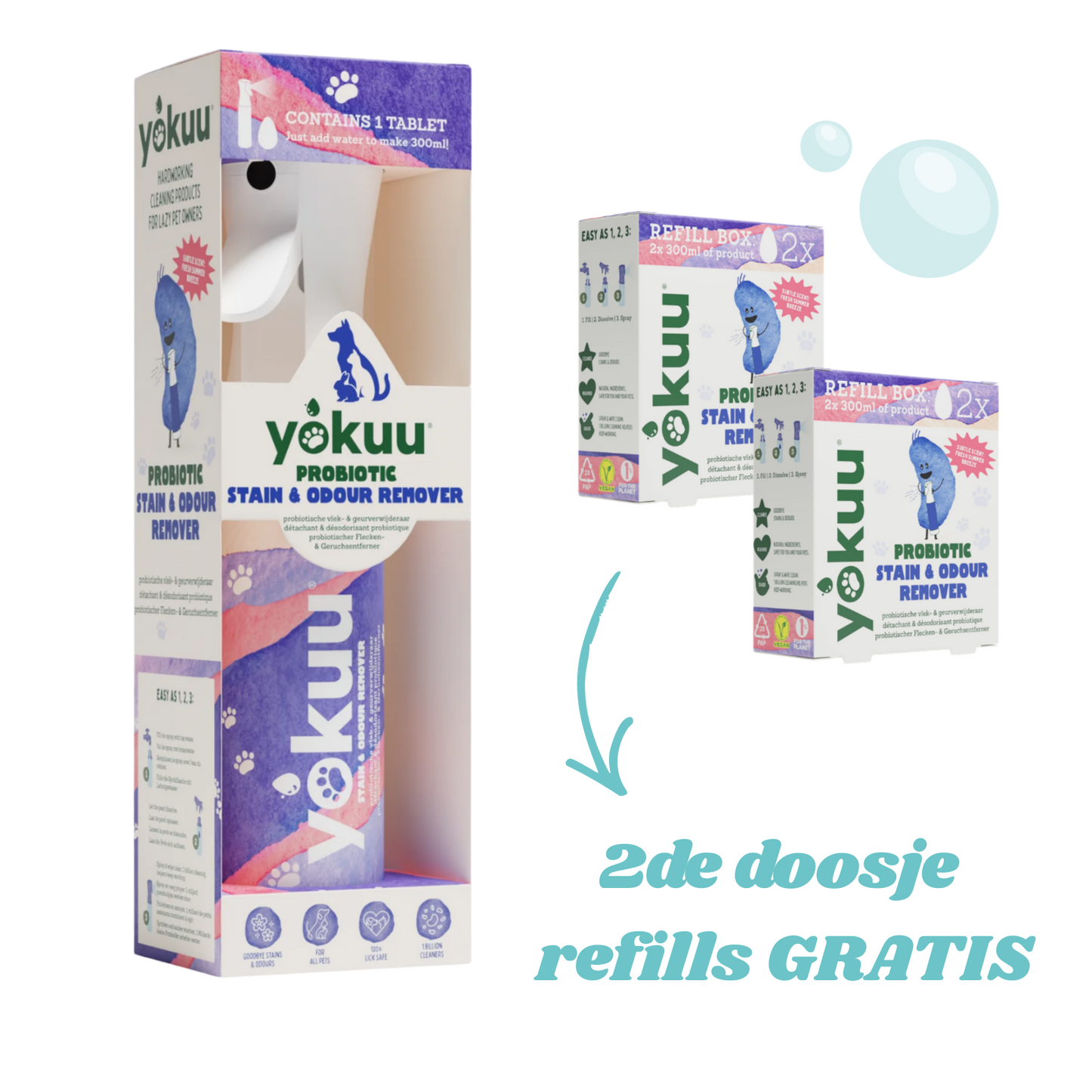 Yokuu Vlek- & geur Verwijderaar voor Huisdieren Voordeelbundel