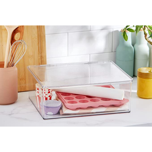 Stapelbare opbergbox met klapdeksel 34,3 cm x 29,2 cm x 12,7 cm
