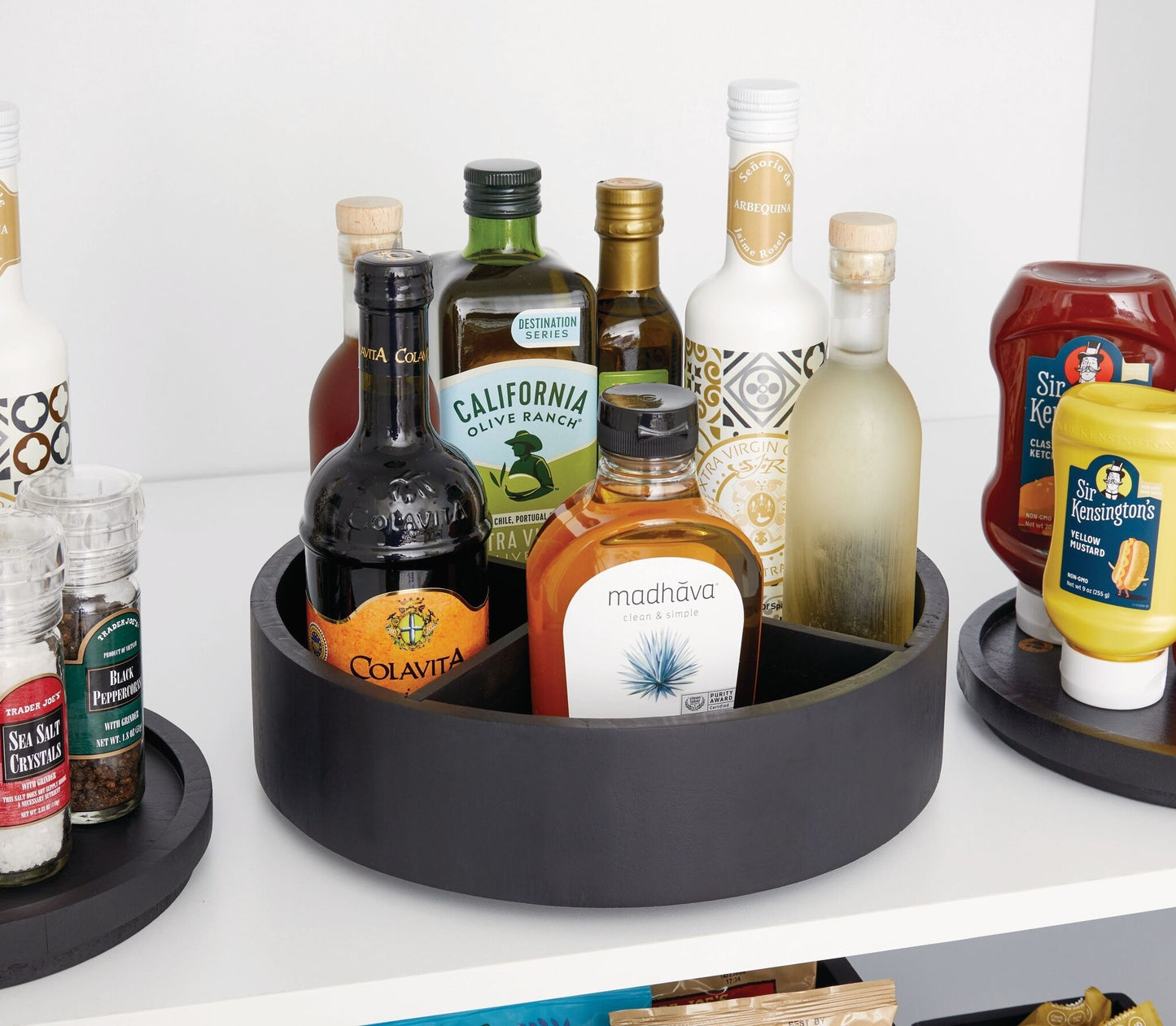 The Home Edit draaiplateau met vakken hout zwart