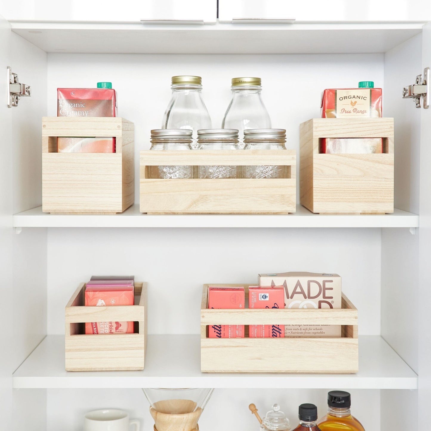 Houten opbergbak met handvat D