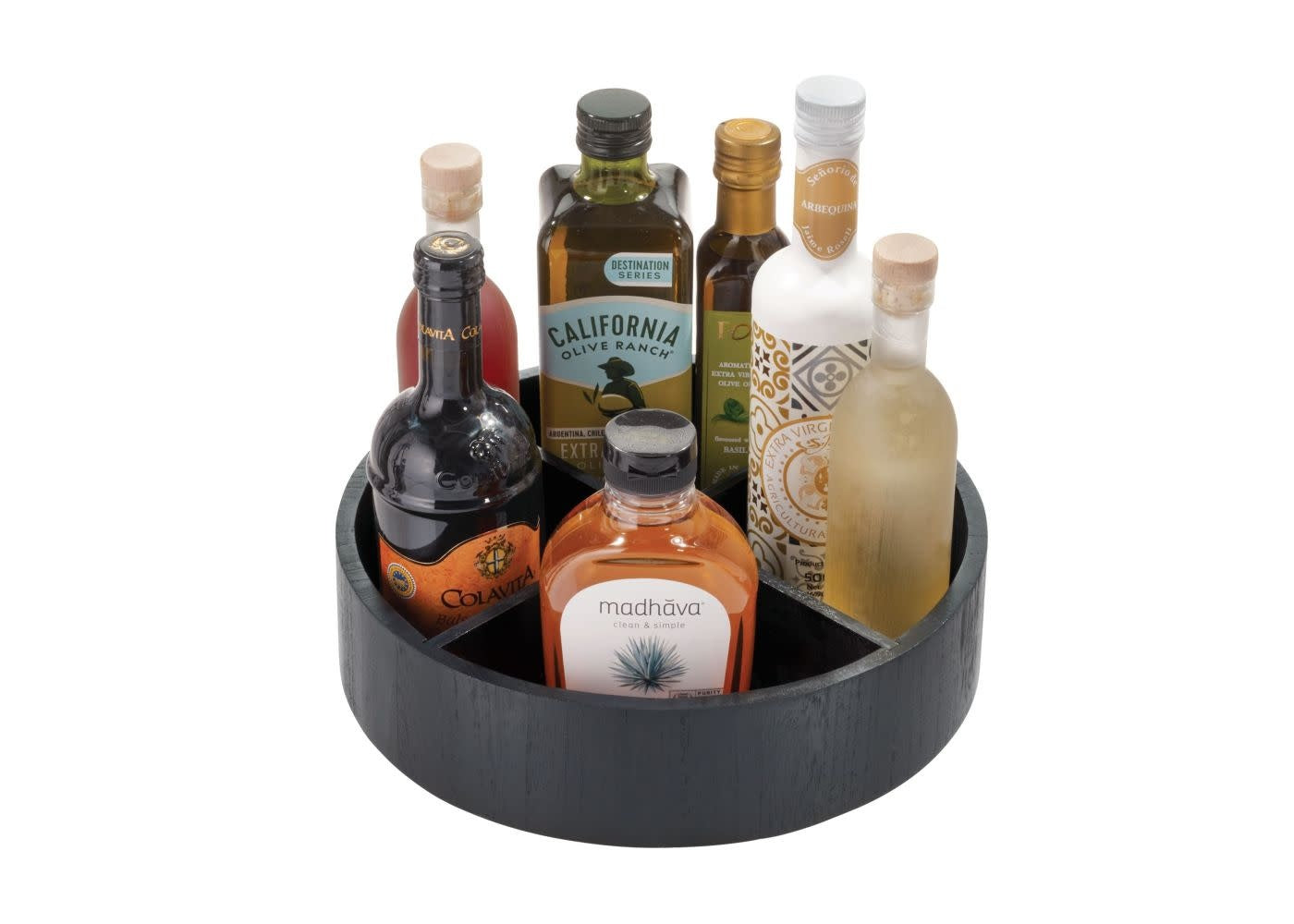 The Home Edit draaiplateau met vakken hout zwart