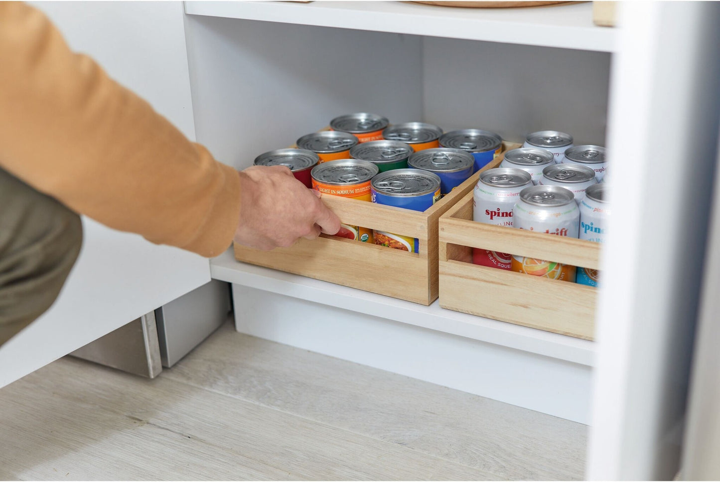 Houten opbergbak met handvat D
