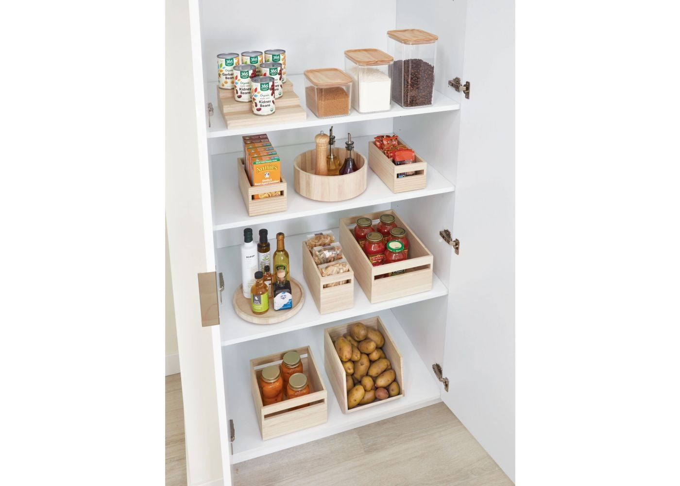 Houten opbergbak met handvat F