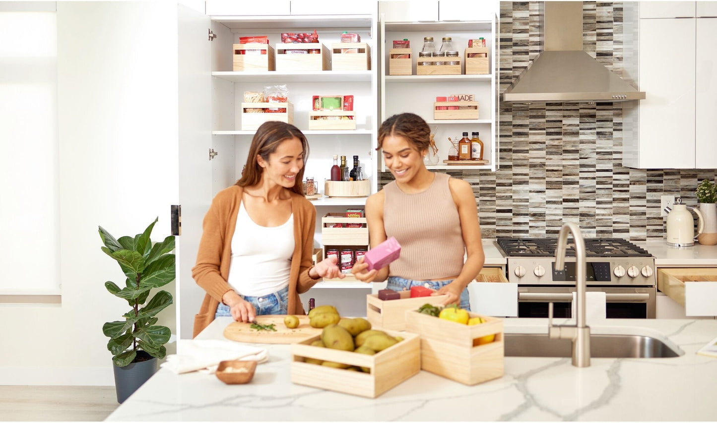 Houten opbergbak met handvat A