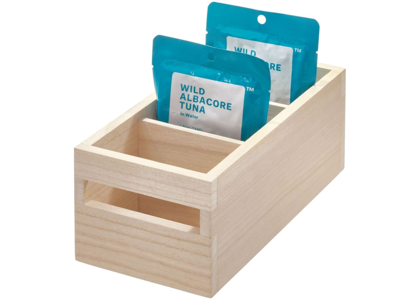 Houten bakje met verdeelschotten