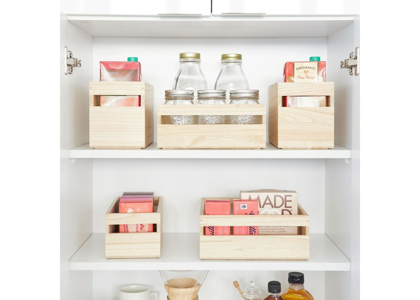 Houten opbergbak met handvat B