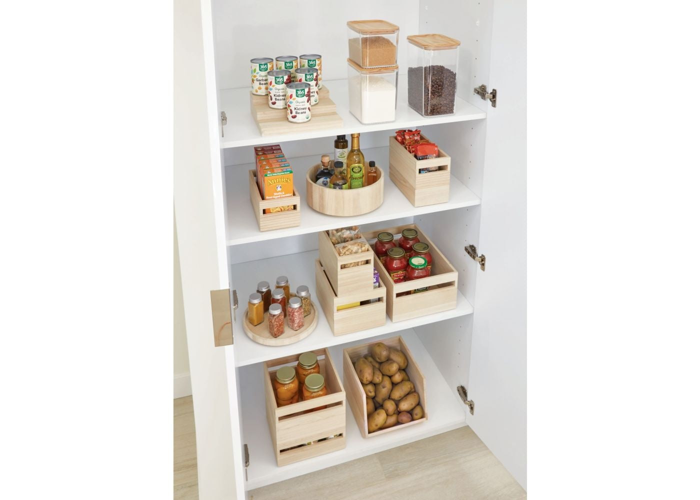 Houten opbergbak met handvat F