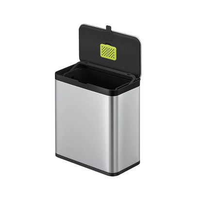 Puro S Food Waste Caddy 7 liter - mat rvs, zwart
