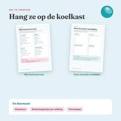 Weekmenu en boodschappenplanner | Printable