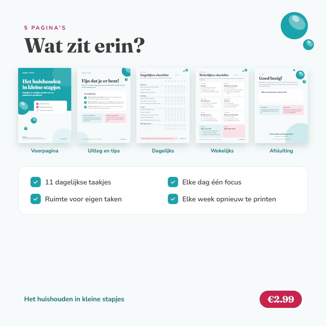 Het huishouden in kleine stapjes | Printbare checklist