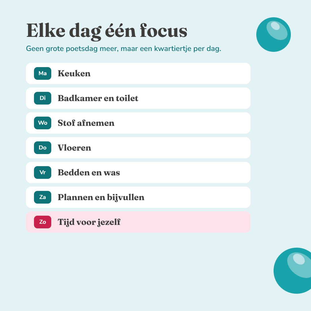 Het huishouden in kleine stapjes | Printbare checklist