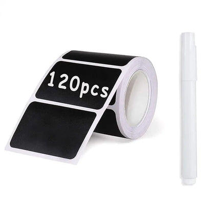 120 stuks zwarte labels + gratis witte pen