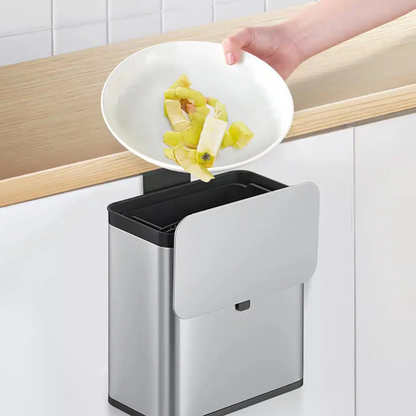 Puro S Food Waste Caddy 7 liter - mat rvs, zwart